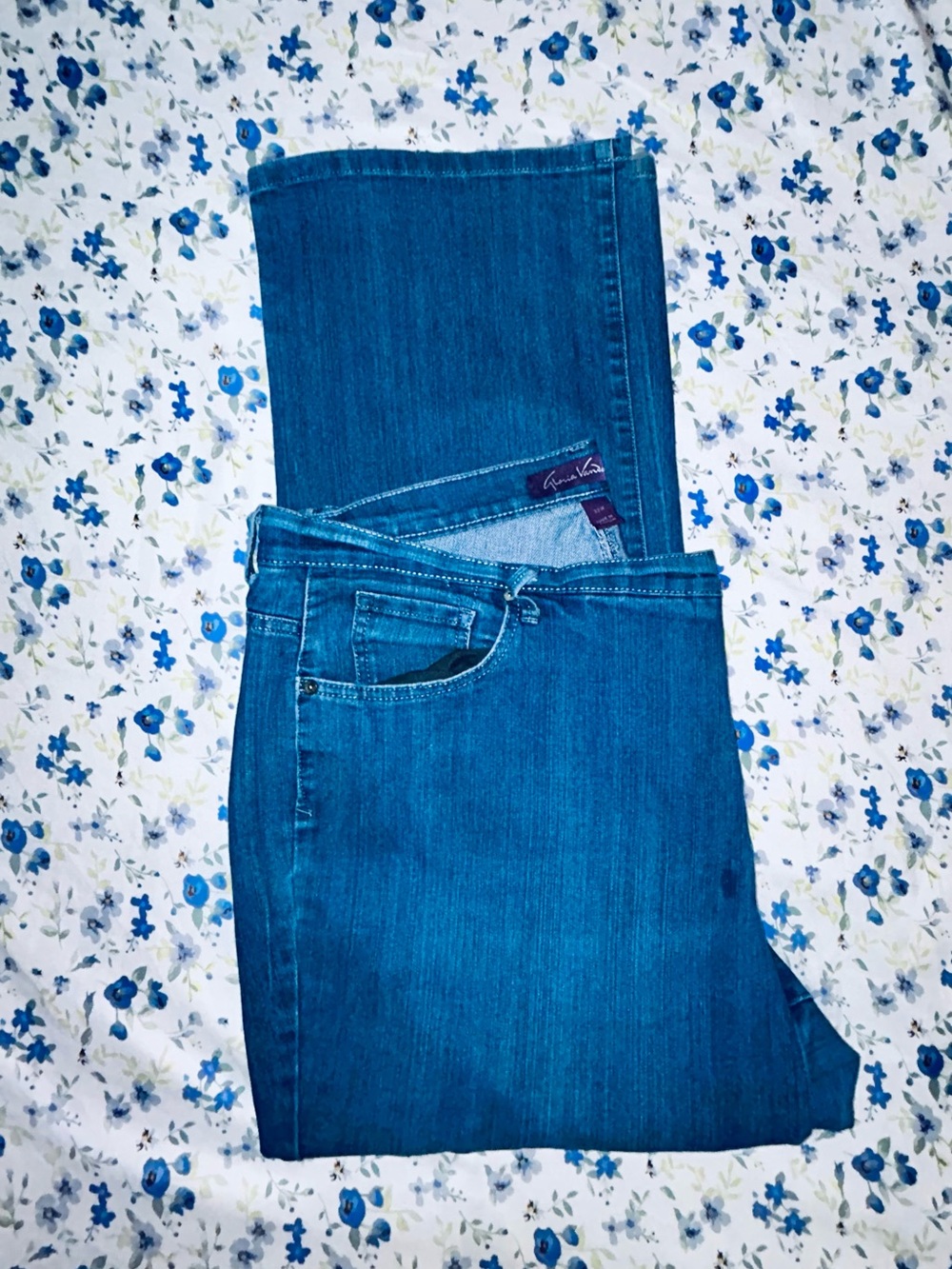 Jeans 22W Gloria Vanderbilt Dark Blue High-Rise Jeans with Studded Back Pockets - Picture 7 of 9